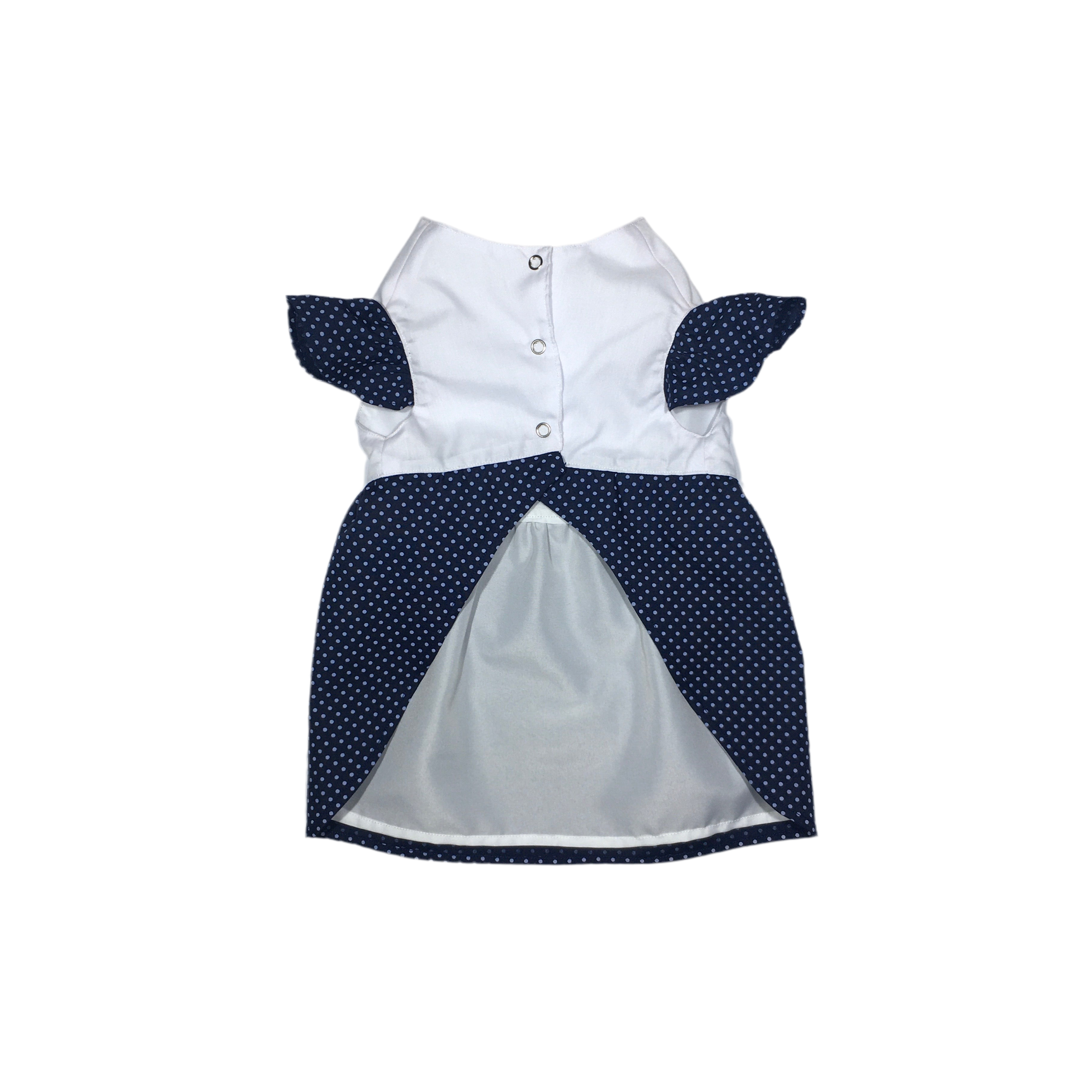 VESTIDO BLANCO / AZUL CON DETALLES